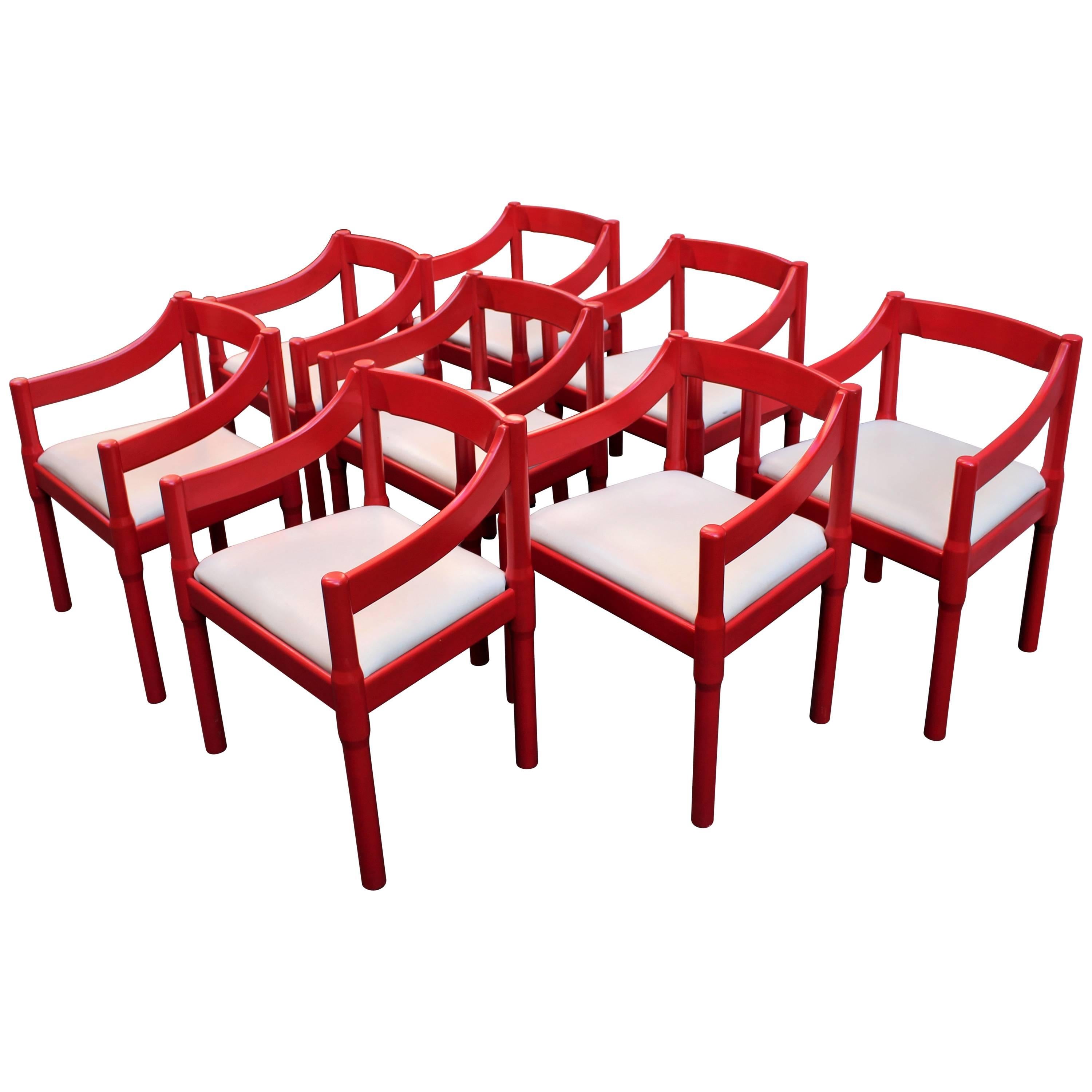 Italian Set of Eight Chairs by Vico Magistretti 