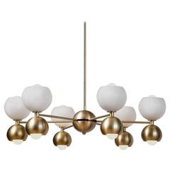 Betty Handblown Glass and Brass Midcentury Chandelier 7