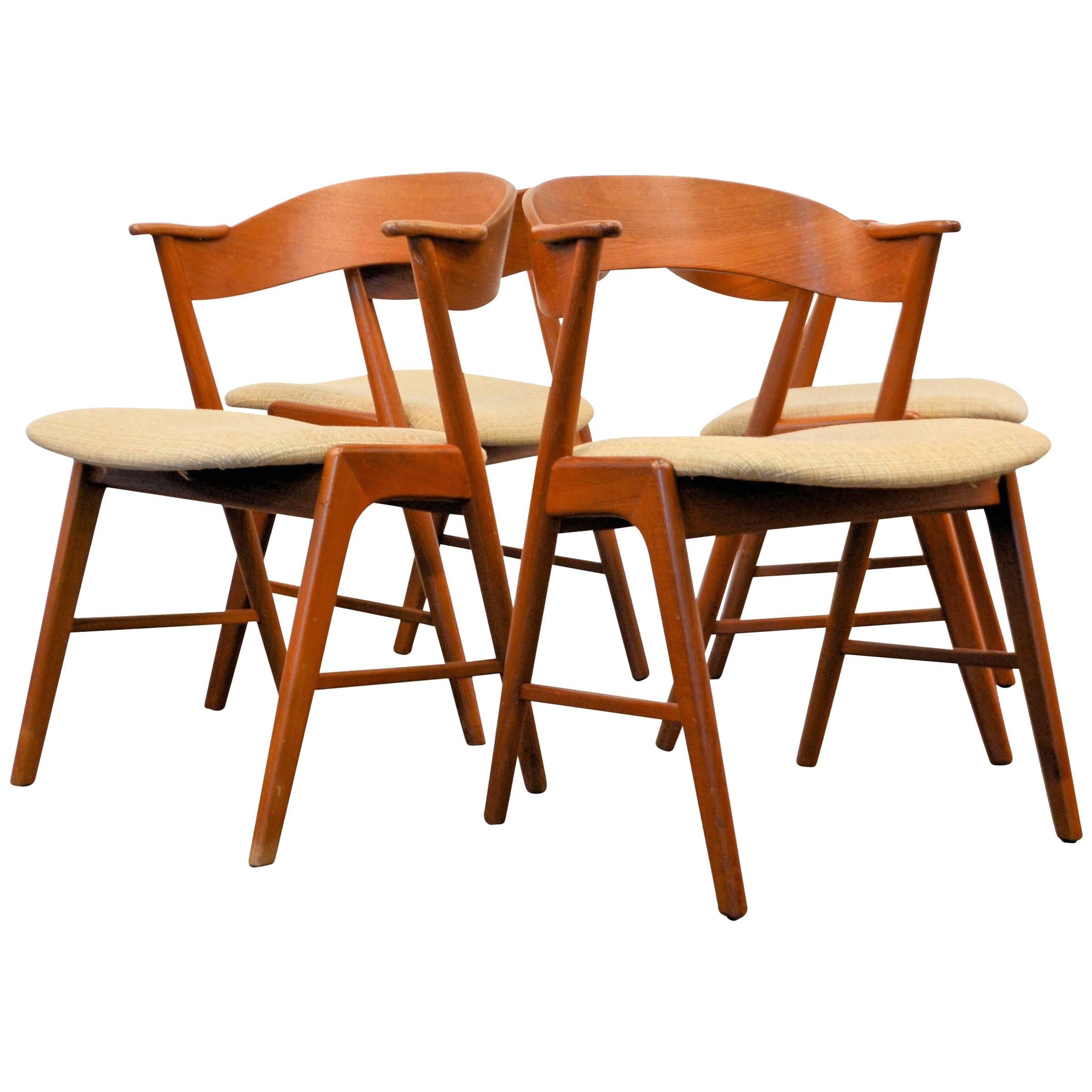 Kai Kristiansen Teak Armrest Dining Chairs For Sale