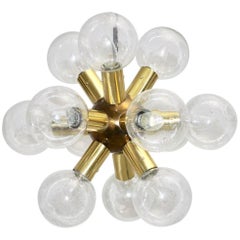 Mid Century Modern Brass Glass Sputnik Chandelier by J.T.Kalmar, 1970 Austria