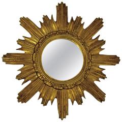 Italian Gilded Wooden Sunburst Vintage Mirror, 1960s