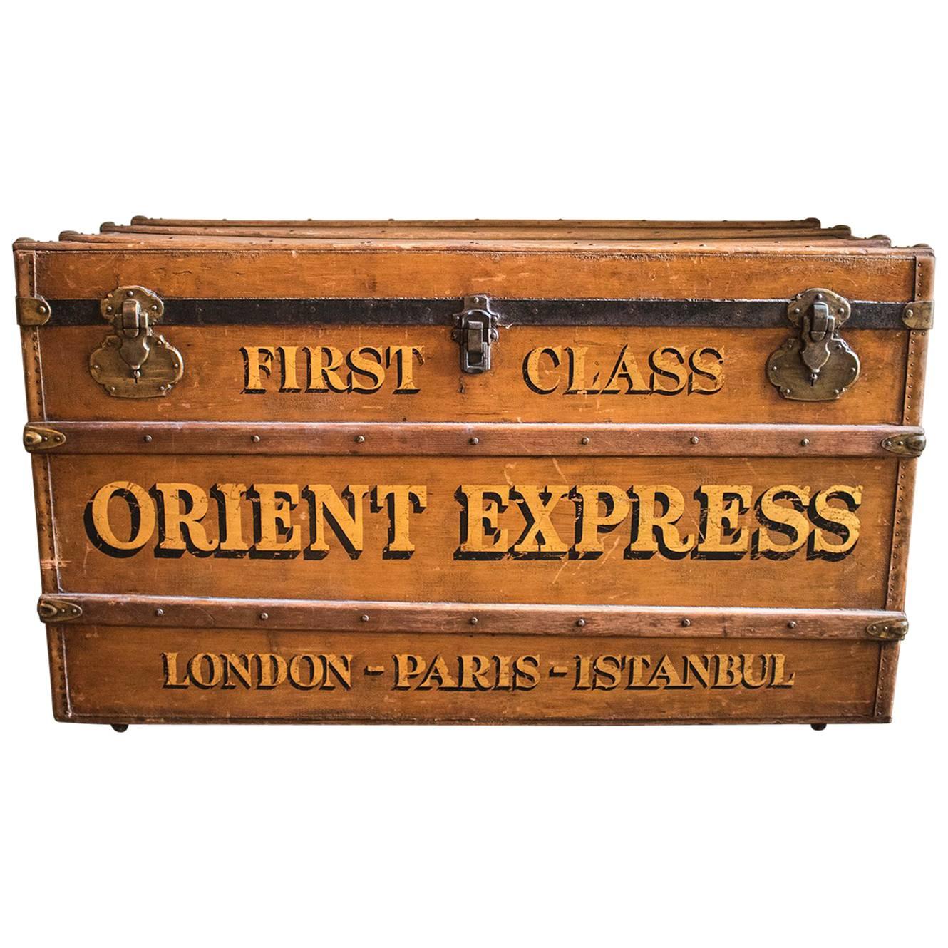 Early 20th Century Steamer Trunk Orient Express