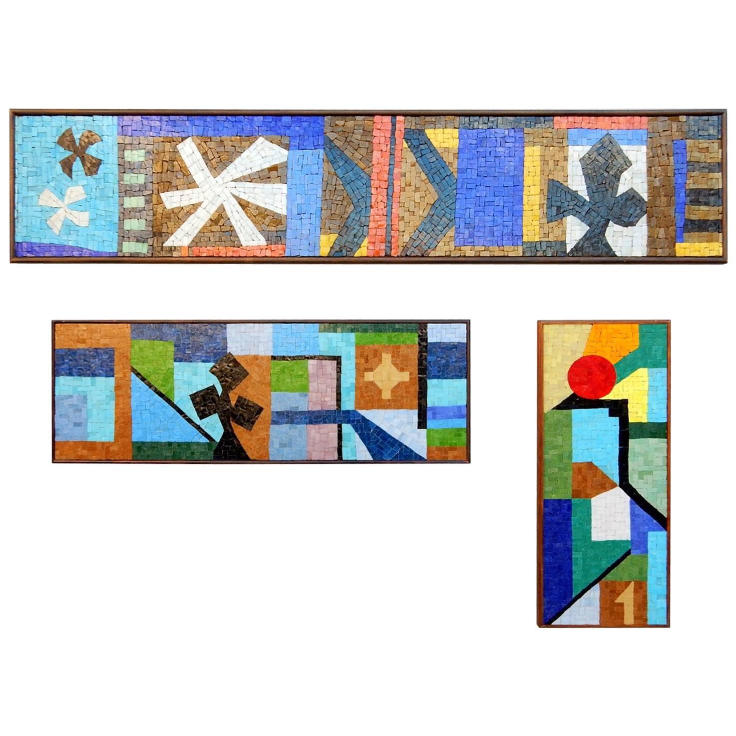 Mid-Century Evelyn Ackerman California Modernism Mosaic Art Sculpture Tryptic