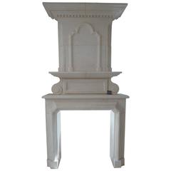 Magnificent Reissue of Louis XIII Mantel with Trumeau at Two Levels in Limestone