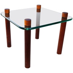Mid-Century Cocktail Side End Glass Table Attributed to Fabio Lenci