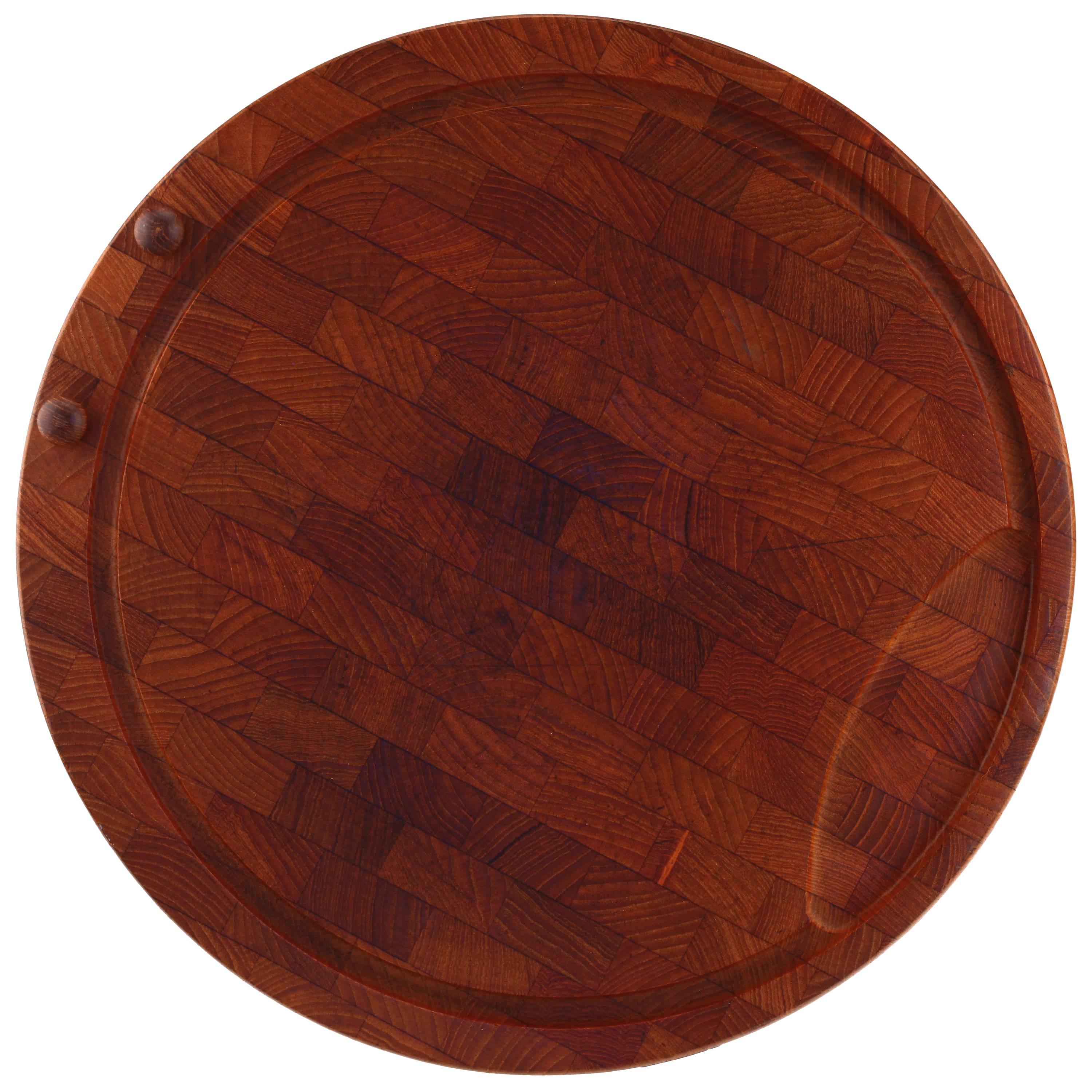 Digsmed Denmark Large Round Teak Staved Cutting Board For Sale