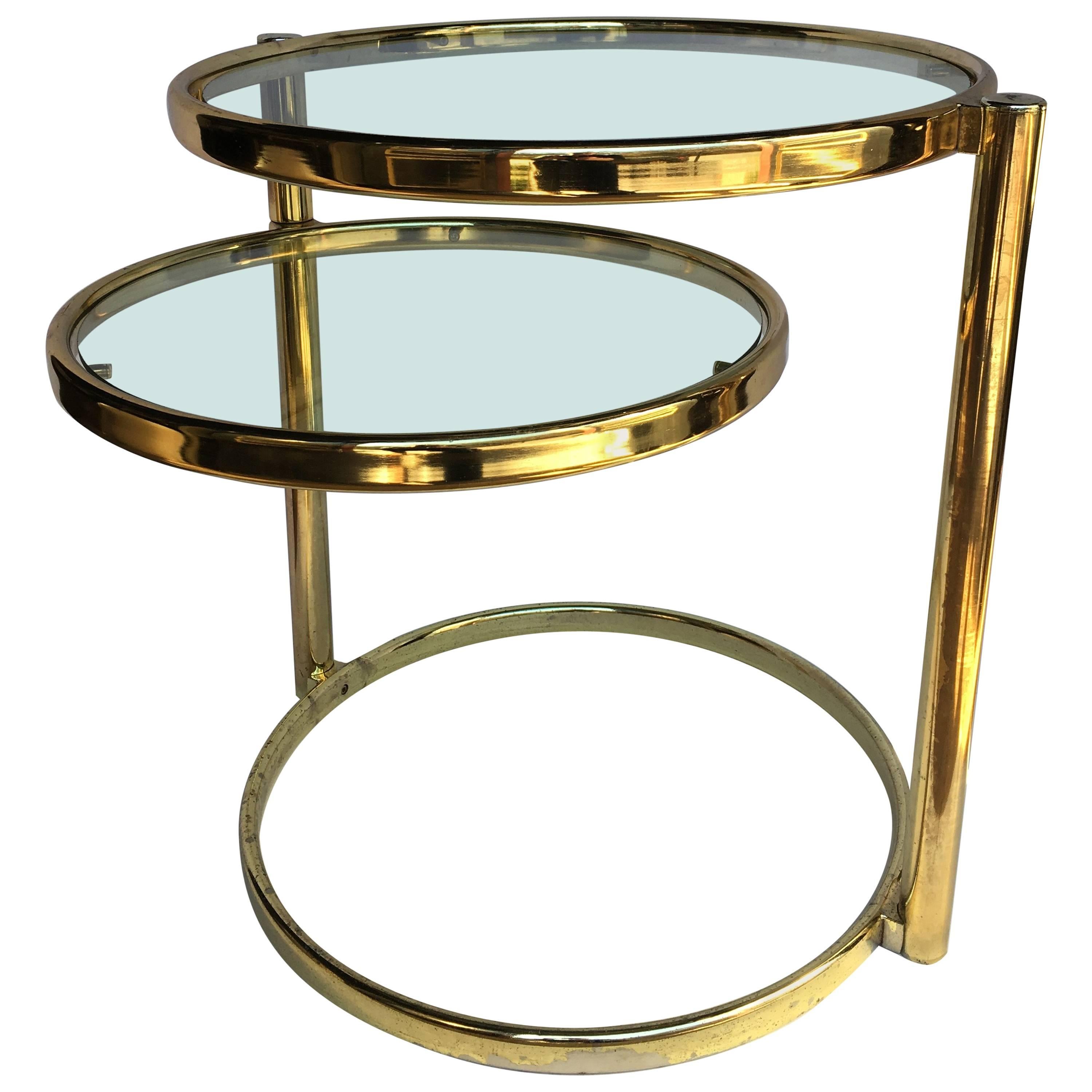 Milo Baughman Style Articulating Brass Side Table