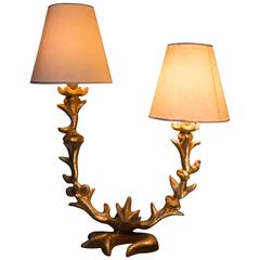 Rare French Sculptural Ormolu Table Lamp by Mathias for Fondica, circa 1995