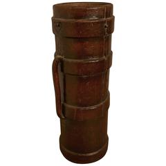 Quirky Leather Umbrella Stand, or Wwi Moulded Leather Artillery Shell Carrier