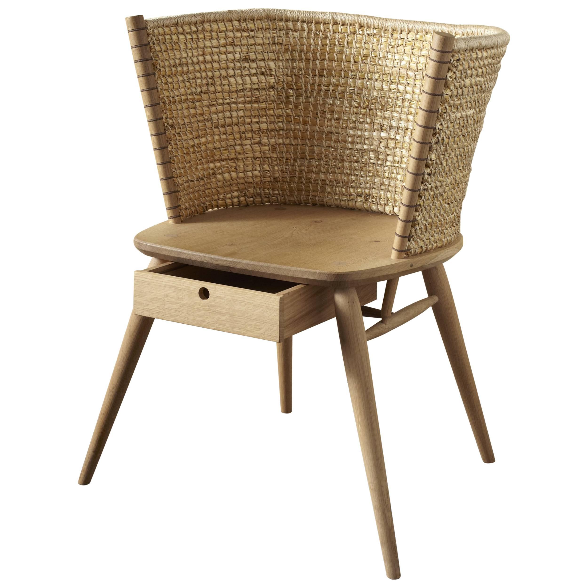 Handwoven Straw and British Oak Orkney Style Brodgar Chair by Gareth Neal For Sale