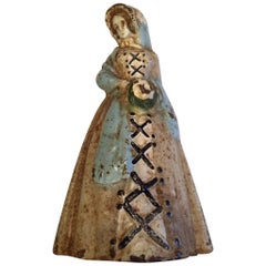 Early 20th Century Antique Cast Iron Doorstop Woman