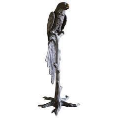Monumental Vintage Bronze Parrot Figure