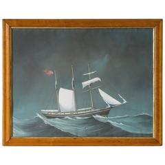 "Asail", Antique English Ship Painting, Original Frame, circa 1800 4