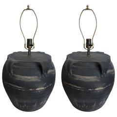 Pair of 19th Century Chinese Ceramic Pot Lamps