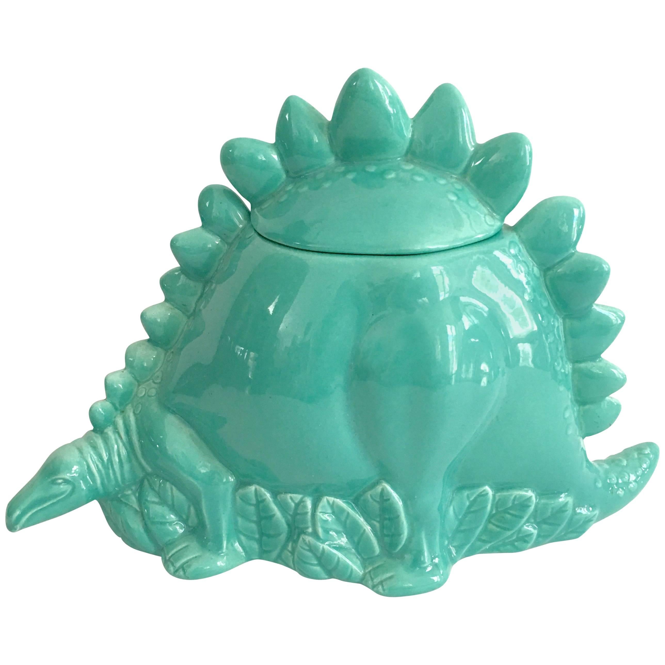 Large Ceramic Turquiose Dinasour Cookie Jar by, Metlox