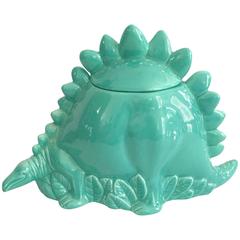 Retro Large Ceramic Turquiose Dinasour Cookie Jar by, Metlox