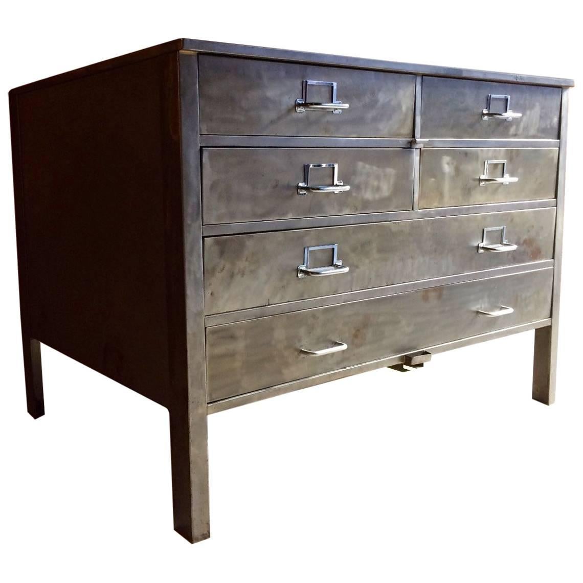 Industrial Steel Chest of Drawers Dresser Planters Chest, Mid-Century