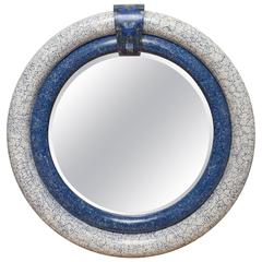 Round Lapis Blue and White Mirror by Jonson & Marcius