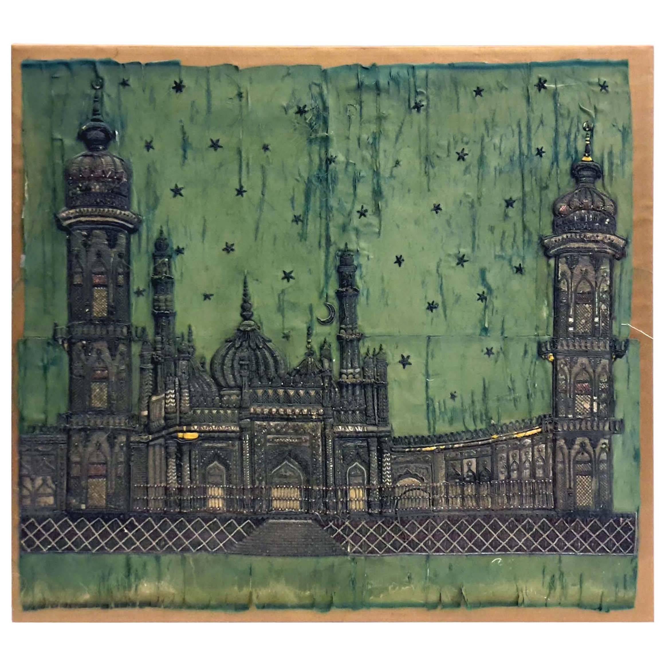 Superb Turkish Silver Embroidered Textile of Islamic Mosque