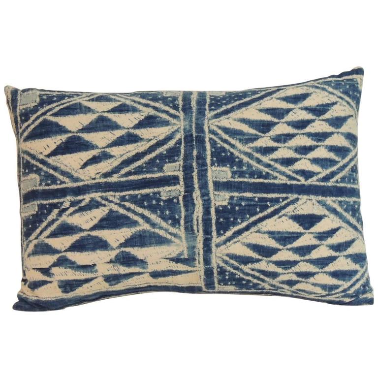 19th Century Blue and White ?Ndop? African Woven Decorative Bolster Pillow at 1stdibs