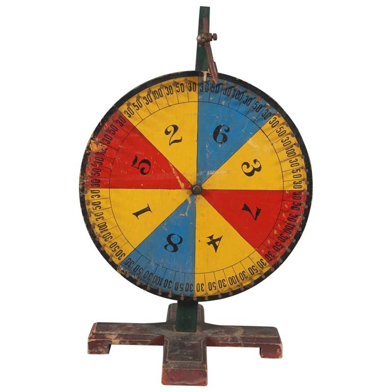Carnival Wheel of Fortune hand made from wooden bicycle wheel at 1stdibs