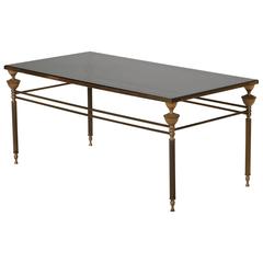 French Brass and Smoked Glass Coffee Table