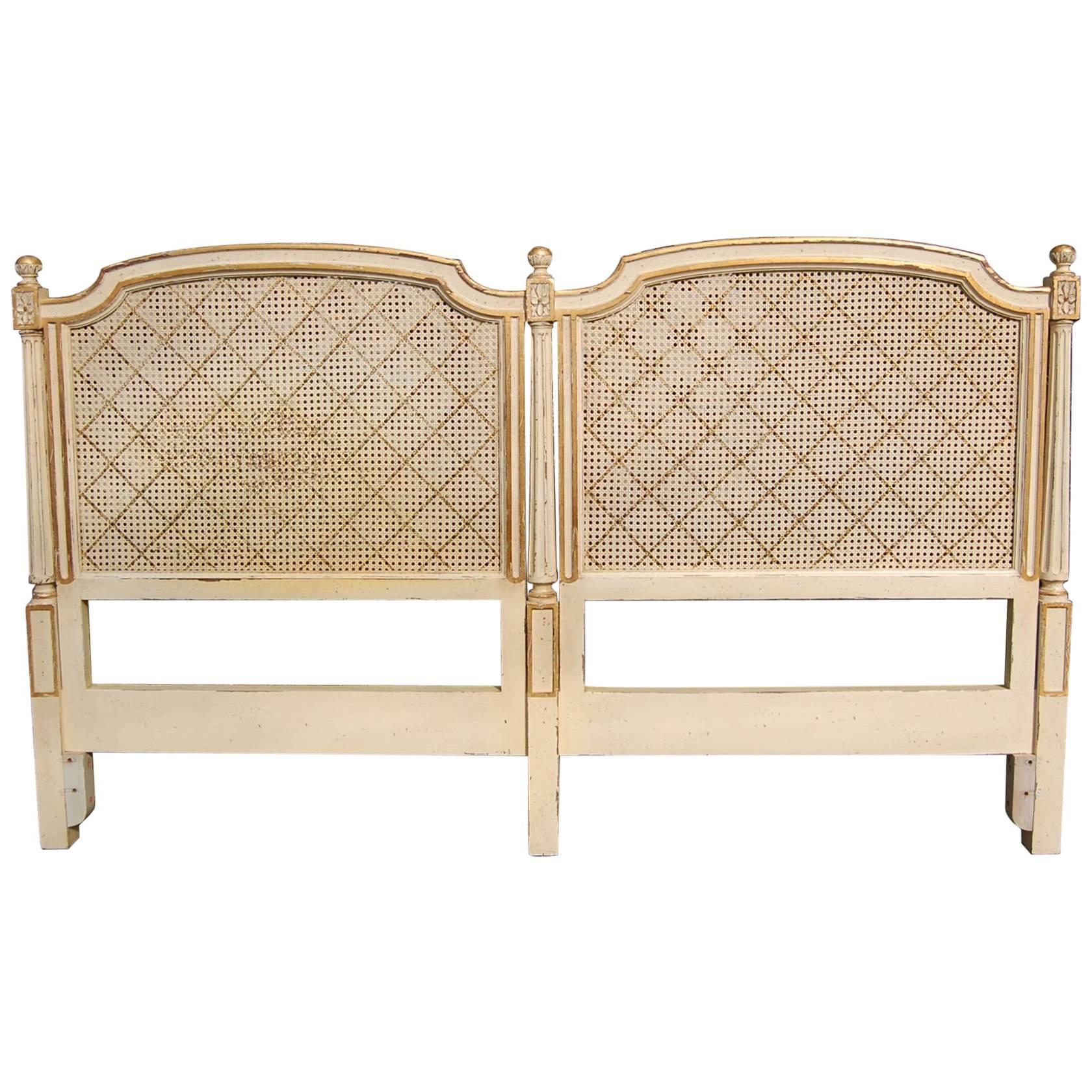 Louis XVI Style King-Size Headboard with Caned Inserts by Louis Solomon , 1970's