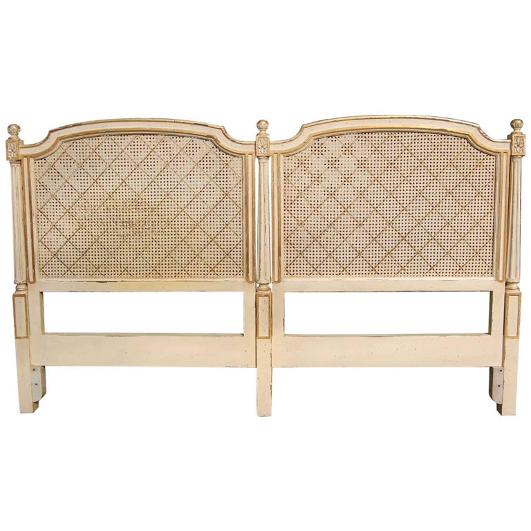 Louis XVI Style KingSize Headboard with Caned Inserts by Louis Solomon