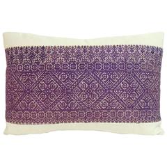 19th Century Moroccan Embroidery Textile Decorative Bolster Pillow