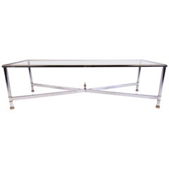 Mid-Century Modern Chrome and Brass Coffee Table