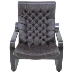 Finnish Mid-Century Leather Lounge or Armchair, 1970s