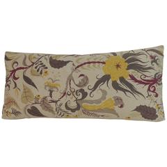 Vintage French Printed Linen Floral Long Decorative Bolster Pillow