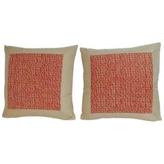 Pair of Fortuny “Rabat “ Printed Orange Decorative Pillows 10