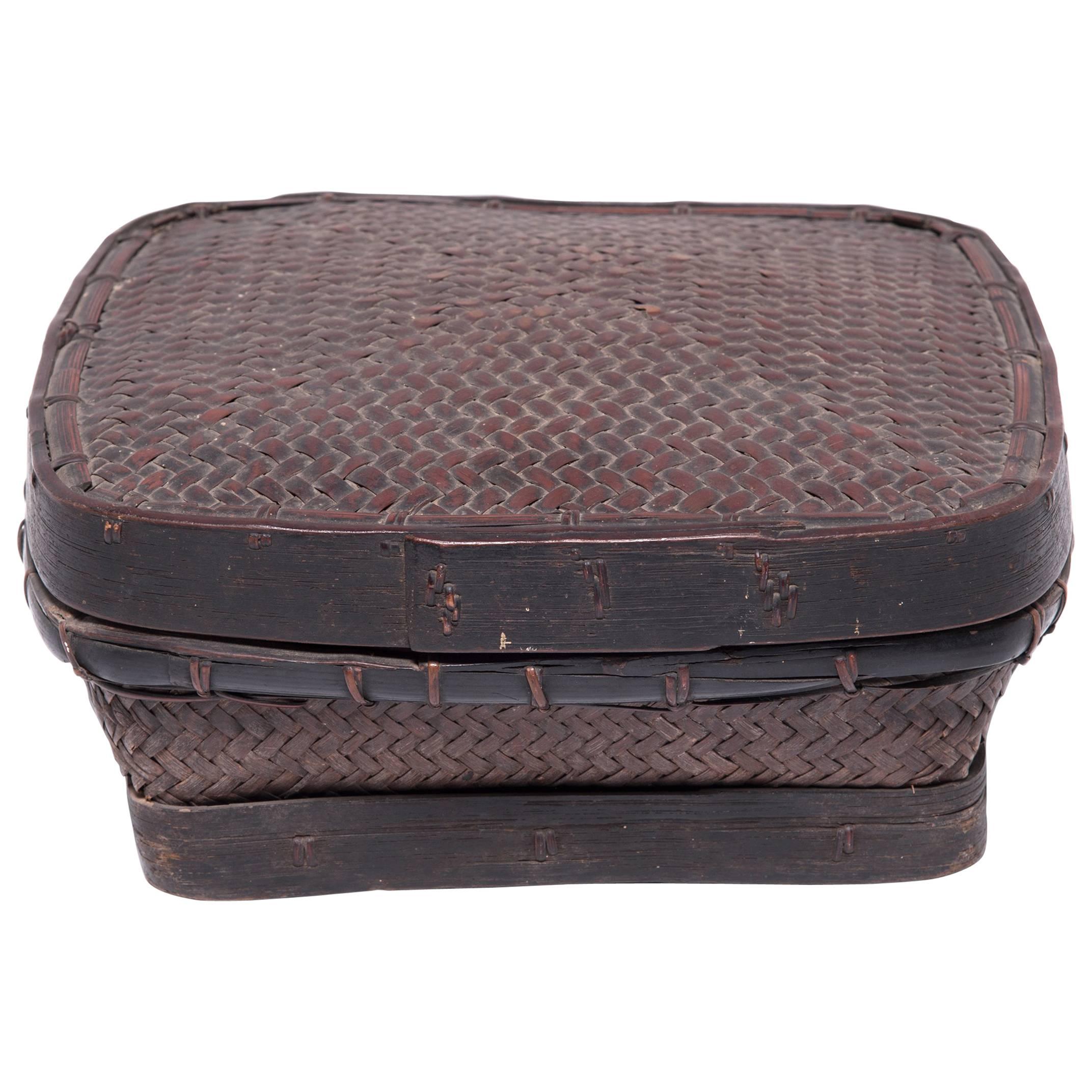 Early 20th Century Filipino Lidded Square Basket