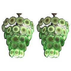 Pair of Art Deco Style Circular Murano Glass Sphere Chandeliers 2