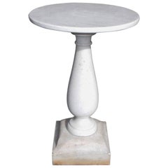 Italian Marble Top Circular and Bulbous Garden Pedestal Table, Circa 1860