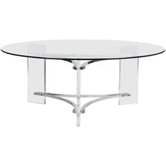 Lucite and Chrome Coffee Table Attributed to Charles Hollis Jones 1