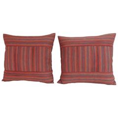 Pair of 19th Century Stripe Turkish Woven Decorative Pillows 5
