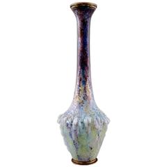 Art Nouveau Vase Limoges, France, Enamel on Brass, Glaze in Many Shades