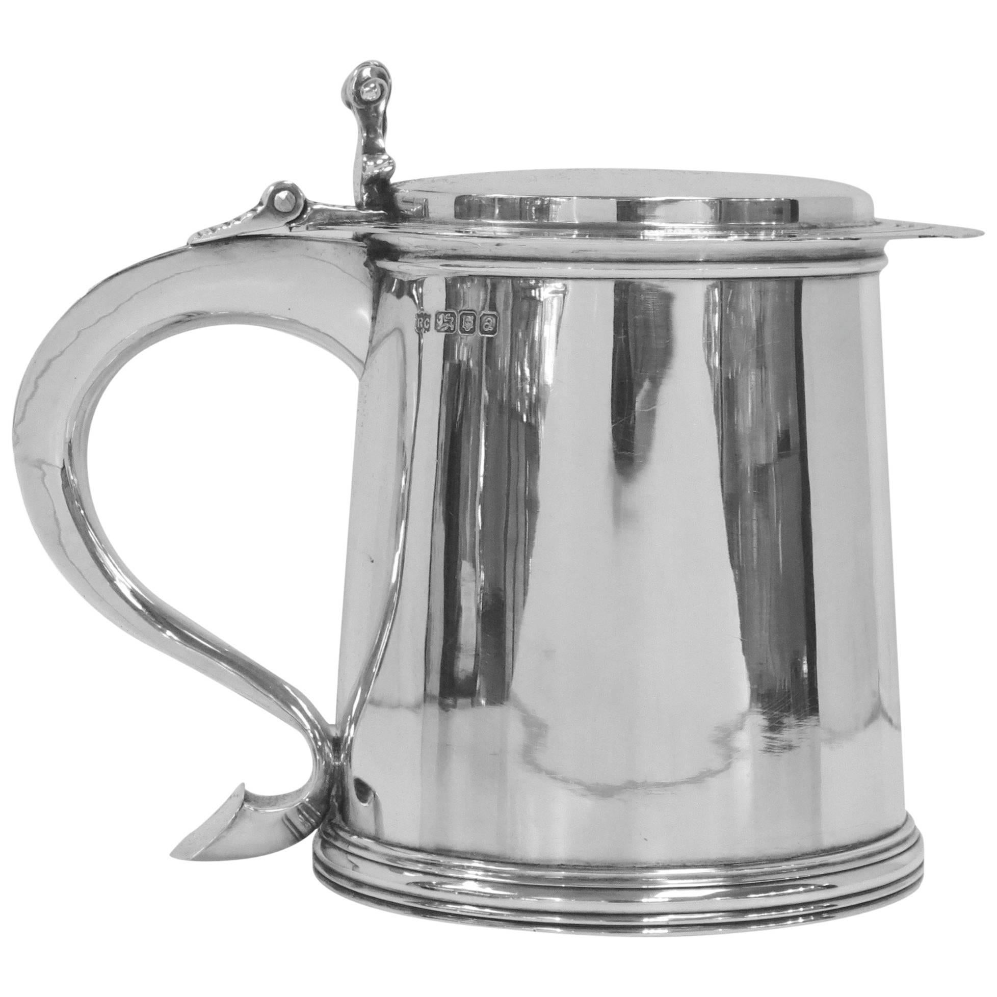Exceptional Charles II Style Sterling Silver Tankard