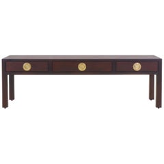 Edward Wormley for Dunbar Two Tone Mahogany and Brass Coffee Table with Drawers