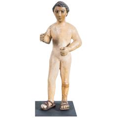 Late 19th Century Spanish Colonial Carved Santos with Glass Eyes 5