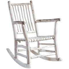 Wood Painted Rocking Chair with Rope Seat 5