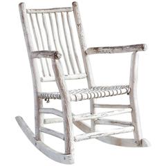 Wood Painted Rocking Chair with Rope Seat