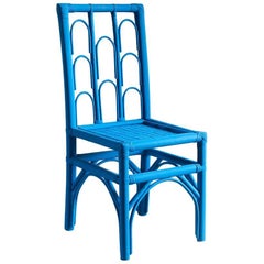 Hand-Painted Cobalt Wood Moroccan Side