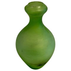 Italian Cenedese Scavo Green Glass Vase Signed