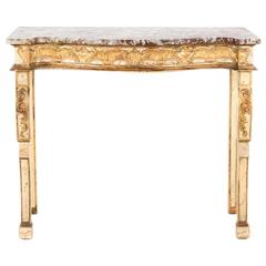 French Vintage Painted Wood and marble Console French Vintage Painted Wood and marble Console