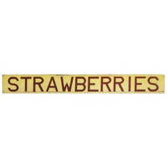 Vintage Central California Farm Stand Hand-Painted Strawberries Sign