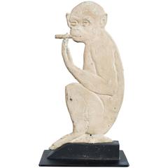 Antique Heavy Cast Iron Cigar Smoking Monkey Target