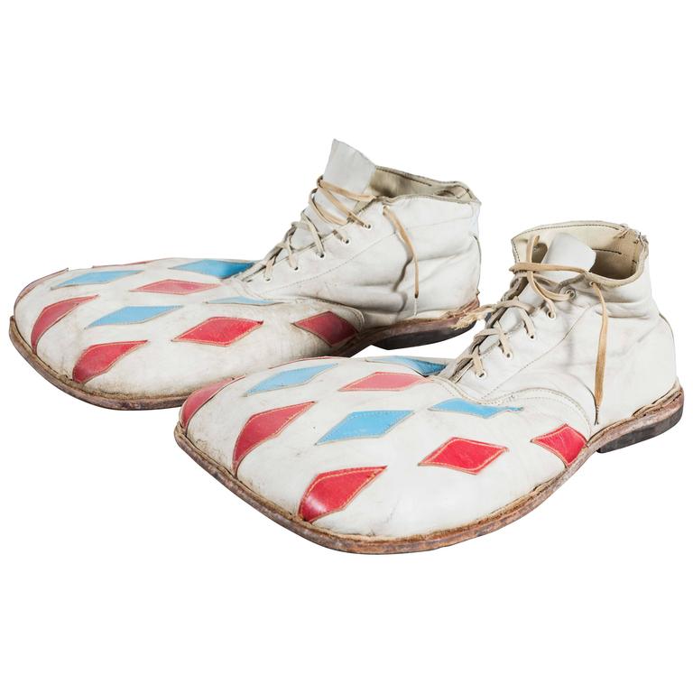 Vintage Circus or Carnival Clown Diamond Red White and Blue